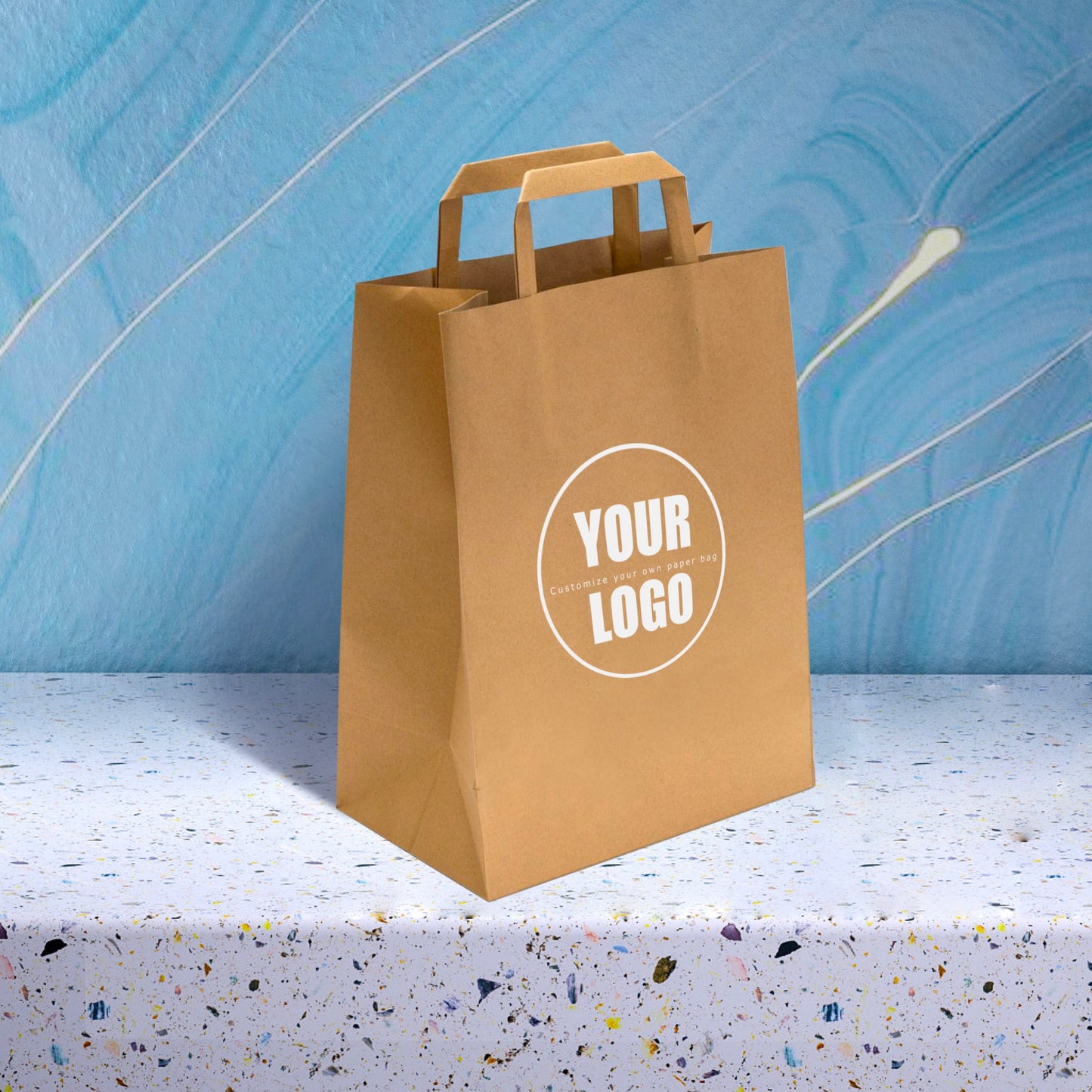 Kraft Paper Bag with Flat Handle - 12"W x 7"D x 17"H