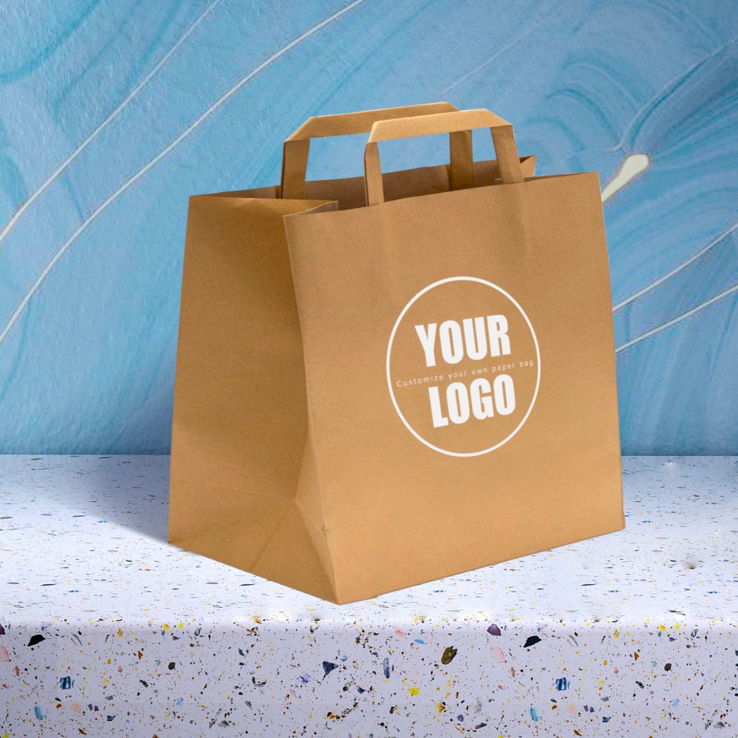 Kraft Paper Bag with Flat Handle - 14"W x 10"D x 15.75"H