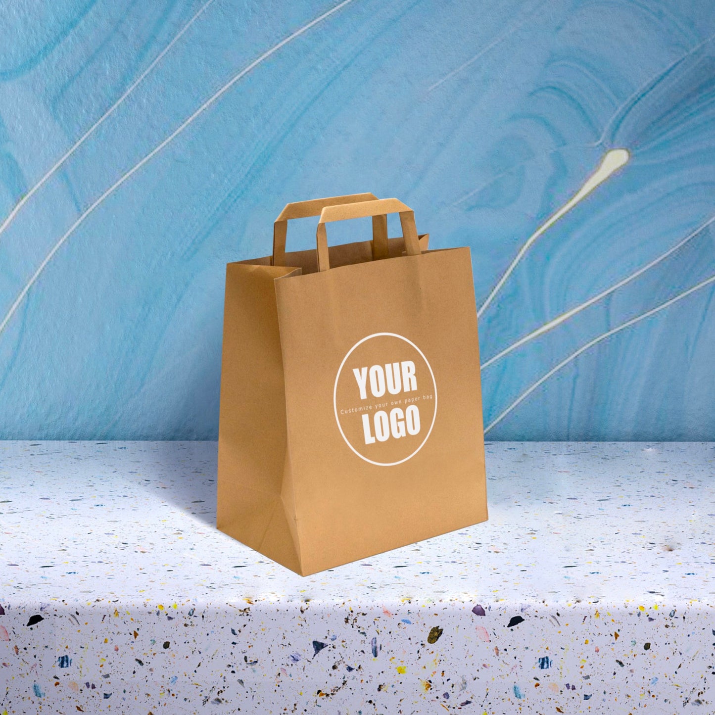 Kraft Paper Bag with Flat Handle - 8.5"W x 4.5"D x 10.25"H