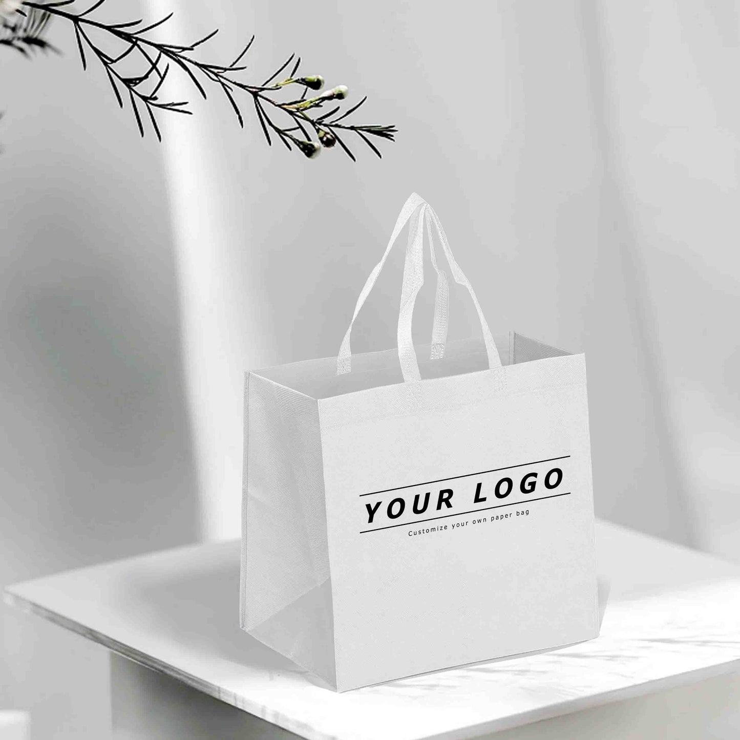 Reusable Non-Woven Shopping Bag - 12"W x 6"D x 14"H
