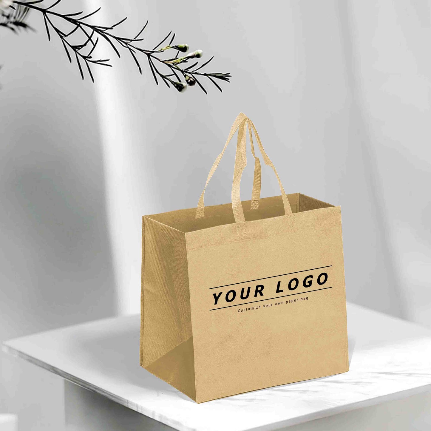 Reusable Non-Woven Shopping Bag - 12"W x 6"D x 14"H